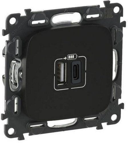 Розетка USB тип A+С без рамки Legrand Valena Allure 2-м. 3000мА антрацит картинка